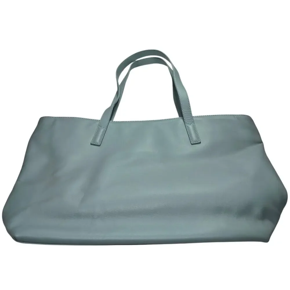 Quince Italian Leather Classic Tote Bag Dusty Blue NWT Laptop Work Shoulder Bag